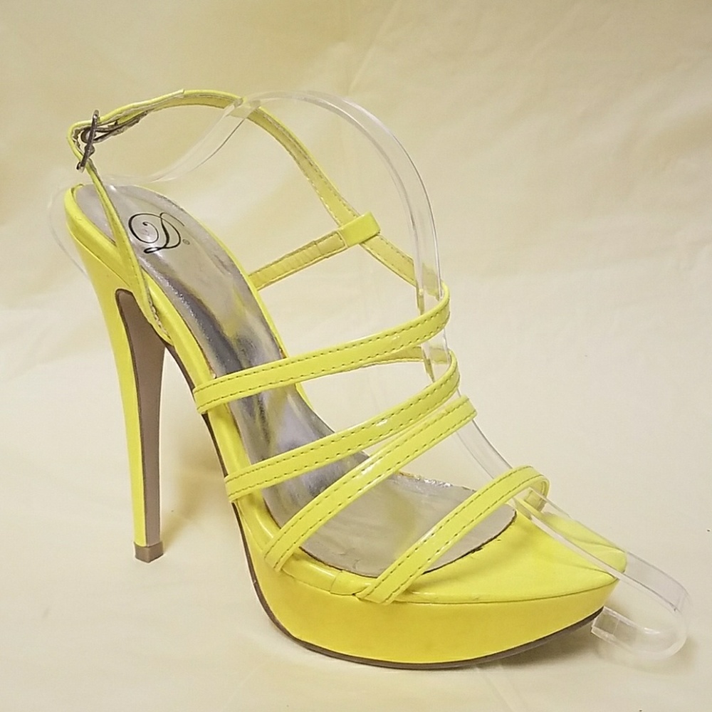 Neon Yellow Strappy Stilettos Sandals